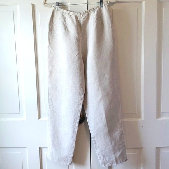 TALBOTS IRISH LINEN PANTS STRAIGHT LEG HIGH RISE SIZE 6 TAN NATURAL NEUTRAL - Picture 1 of 11